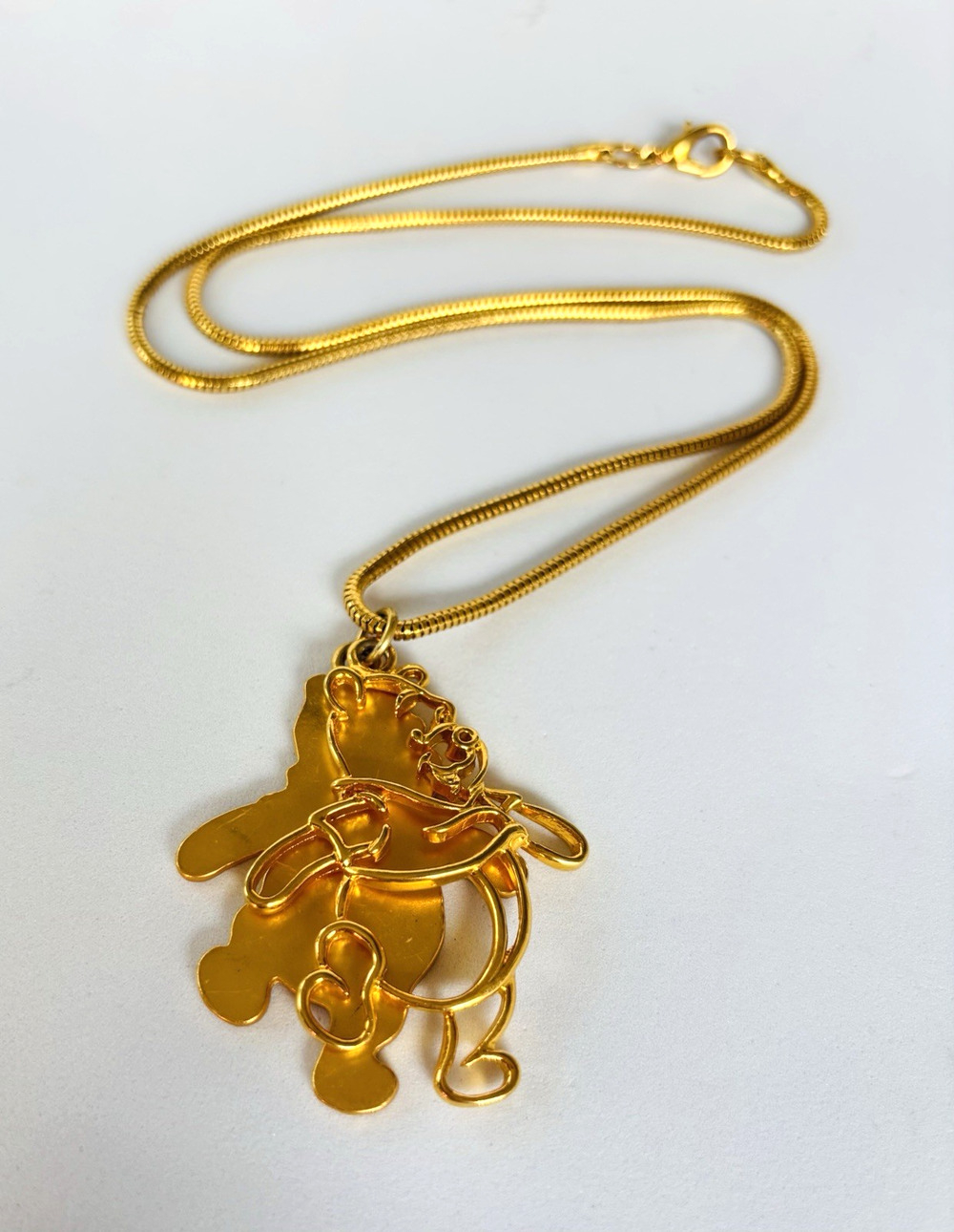 Disney Winney The Pooh Pendant gold tone With 24” Snake Chain Necklace